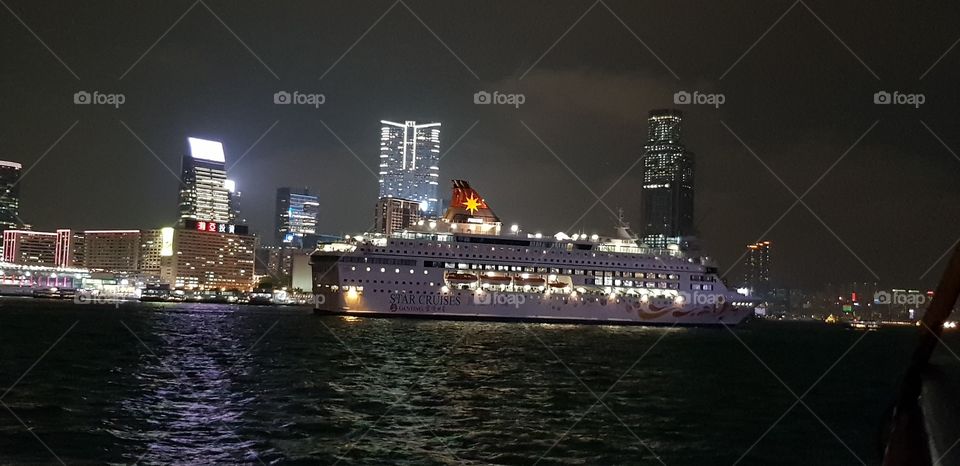 Ferry Ship in Hong Kong city