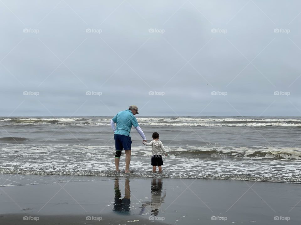 Father and son at the beach