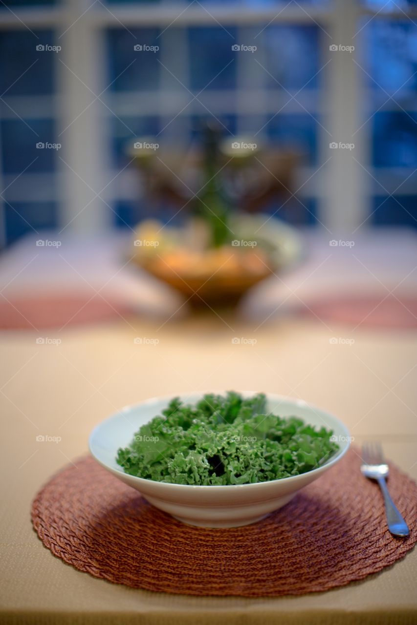 Kale salad setting
