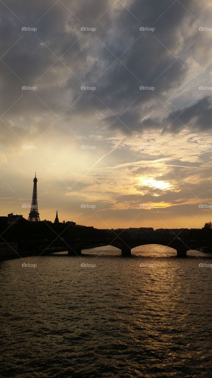 Eiffel Tower at sunset . Taken in Paris at sunset 
