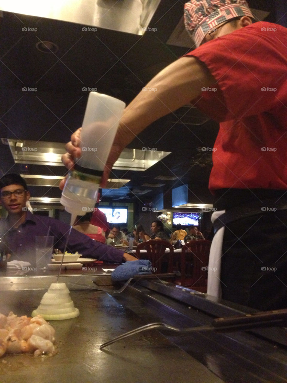 Teppanyaki chef in a restaurant
