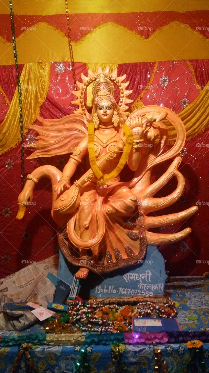 goddess Saraswati maa of Hindu religious status.