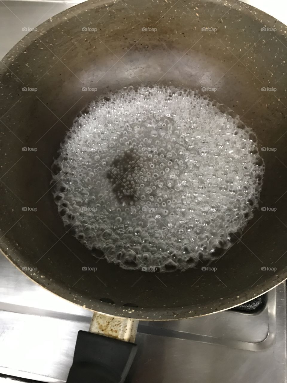 Boiled water in the pot 