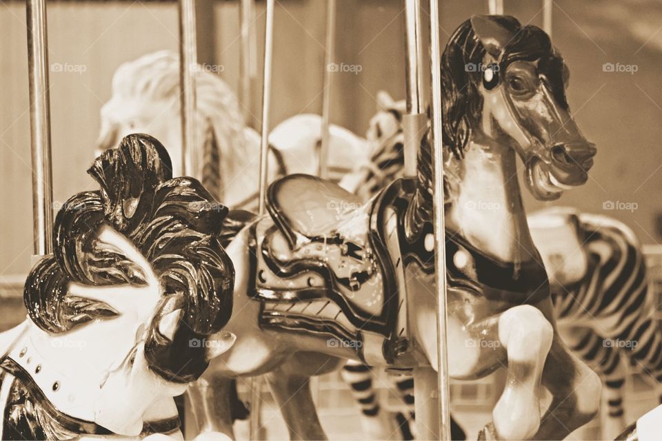Old fashioned carousel  horses