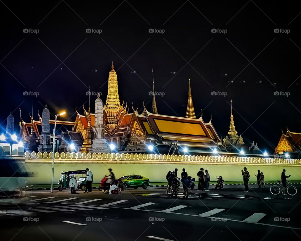 A view of Wat Prakaew at night. Wat Prakaew is certainly one of the most beautiful attractions in Bangkok, Thailand.