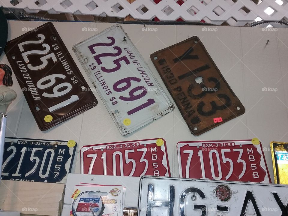 display of old lisence plates