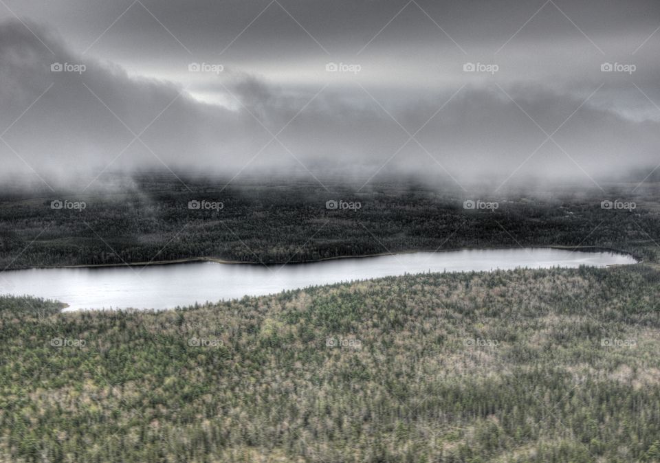 Aerial Atlantic forests. captured the aerial view of Atlantic canada. beautiful forests lakes and clouds.