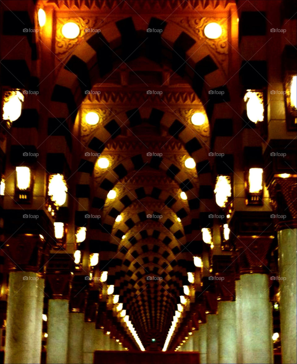 Inside beautiful Nabawi mosque