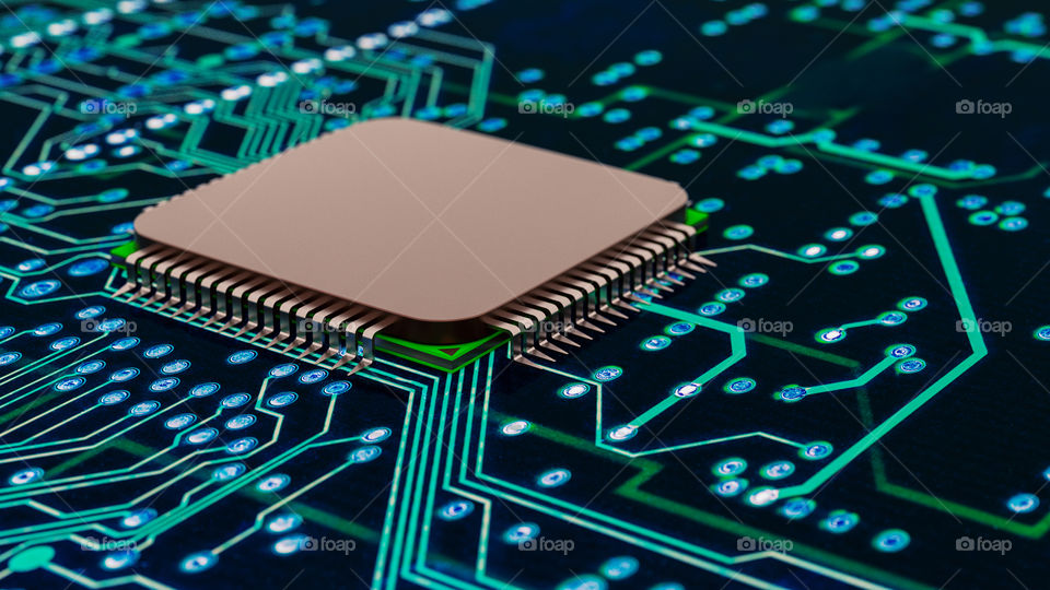 A close-up of a microchip