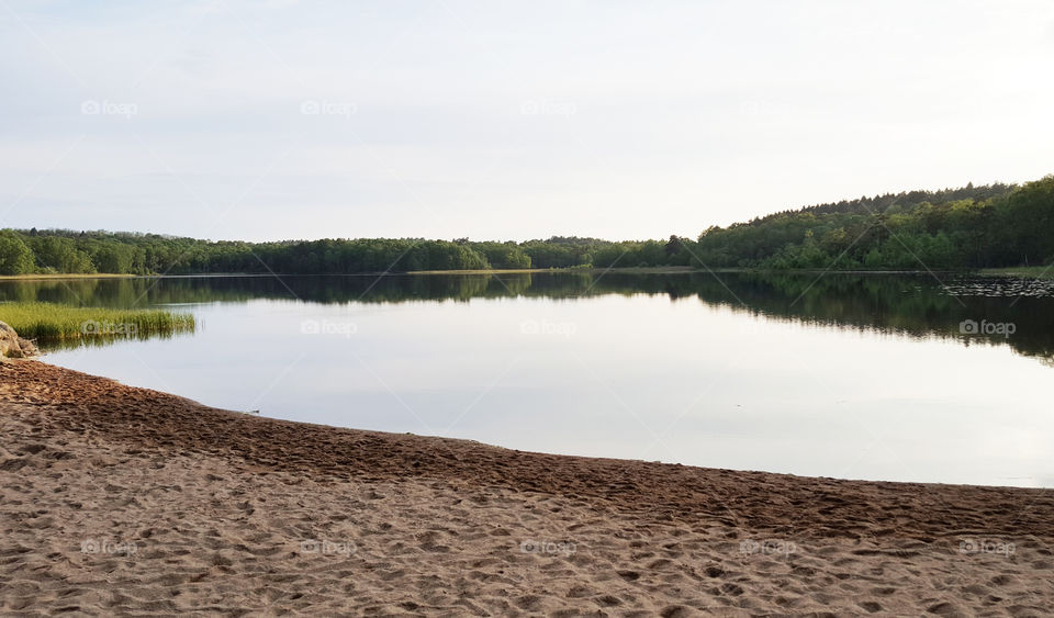 Reflection of sky on lake