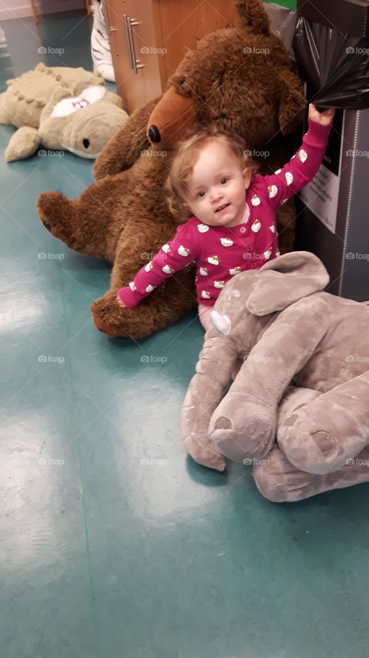 Evie-Jayne with teddys