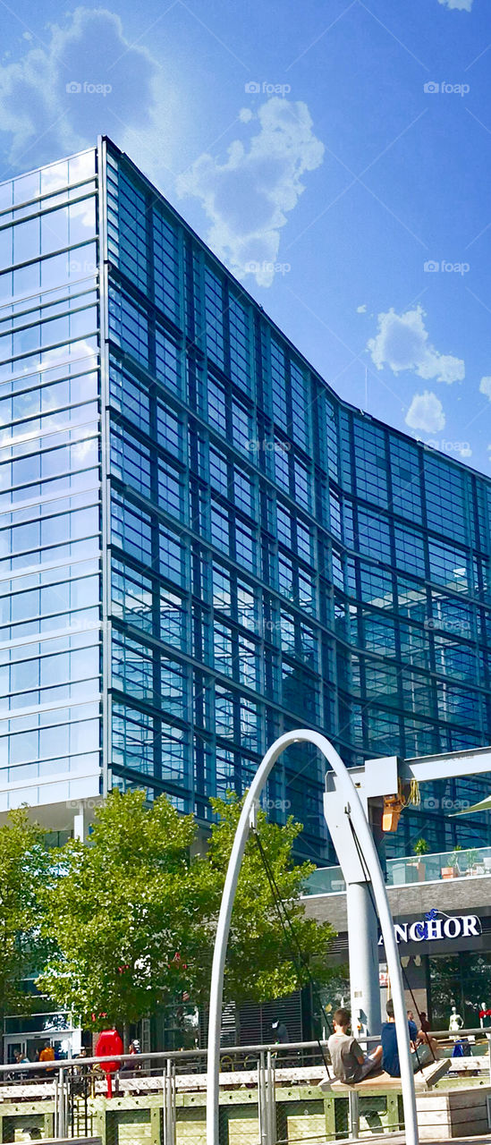 Rectangular glass building 