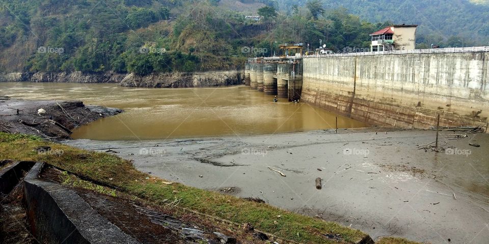 Landscape, Brigh on a river conrcting with mountain