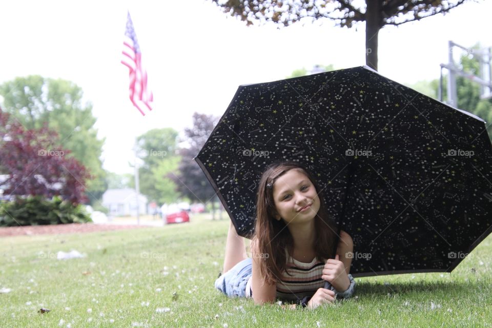 Girl with Totes umbrella