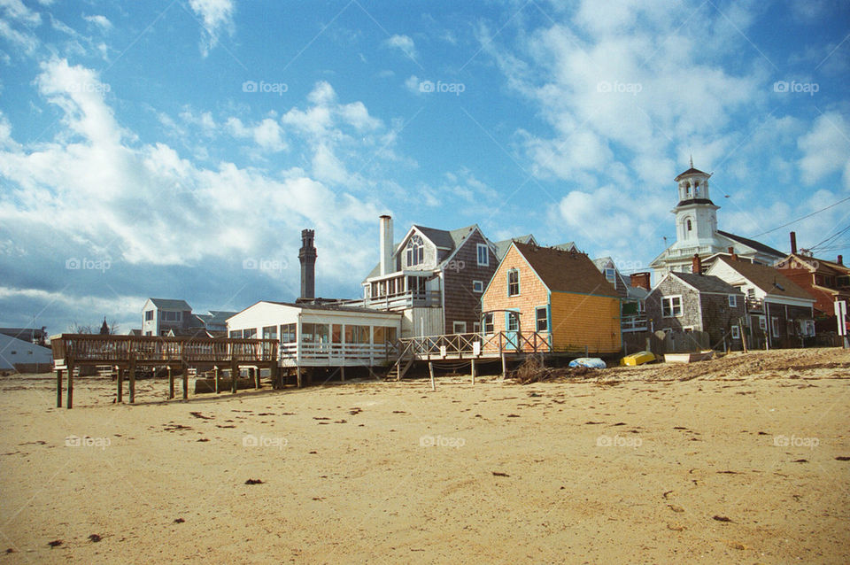 beach sky blue buildings by kshapley