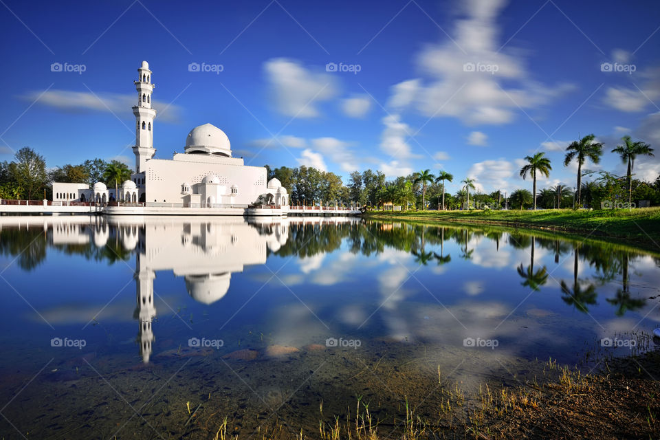 Beautiful reflections of the mosque in Terengganu Malaysia