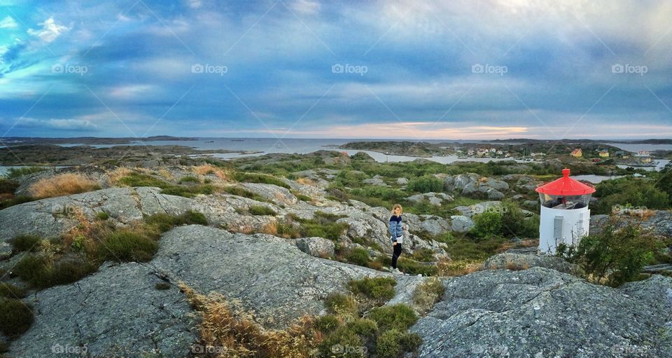 Swedish westcoast Bohuslän cliffs and Pier 