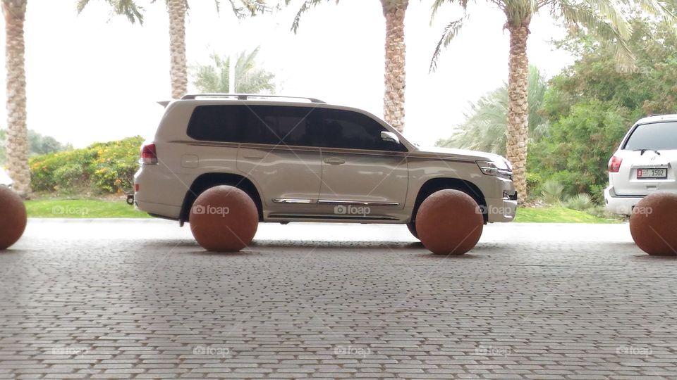 car with balls.