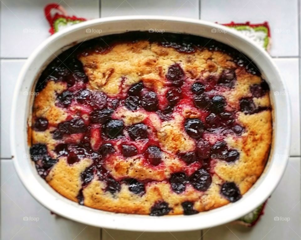 Old fashioned black cherry cobbler