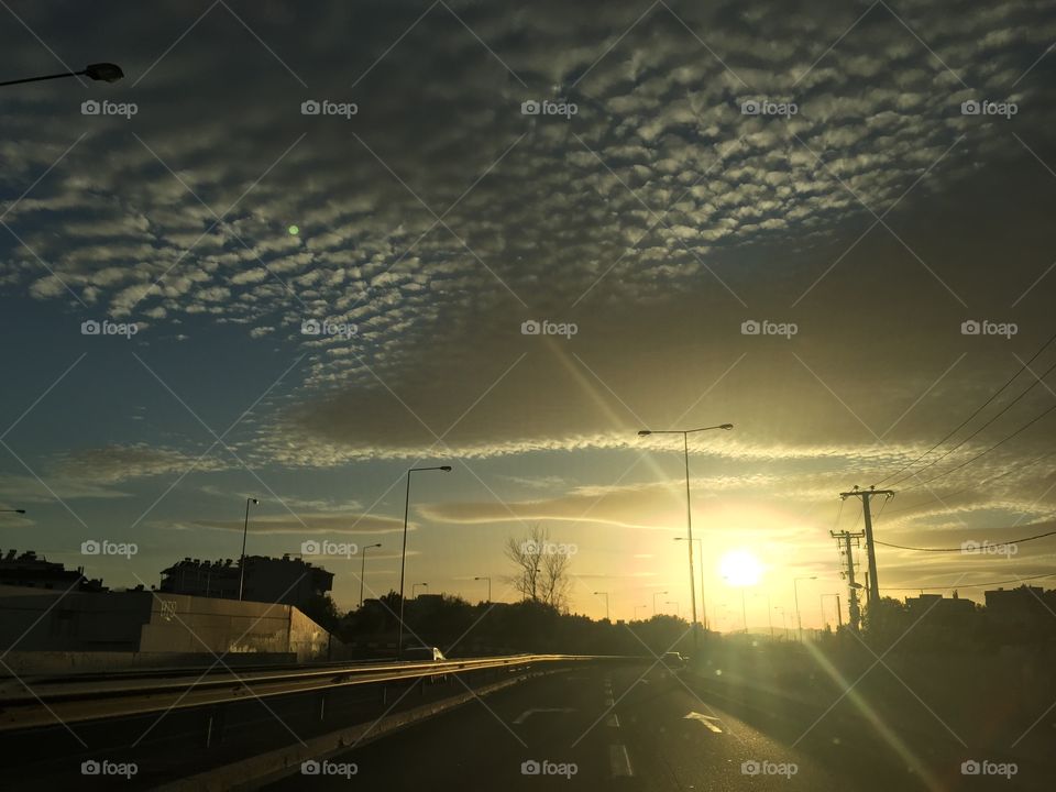 Storm, Sunset, Rain, Landscape, Road