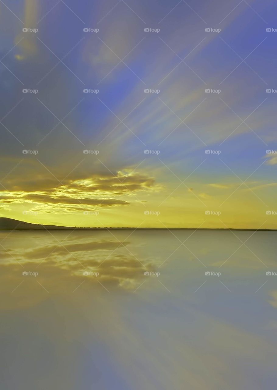 Ireland. Landscape peaceful reflection ocean