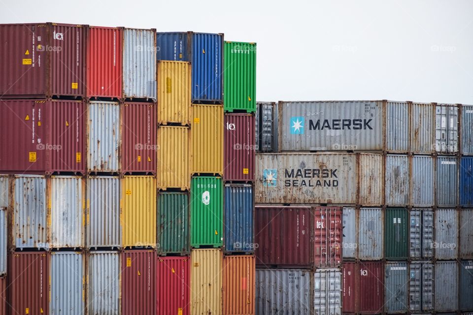 Colorful container at cargo