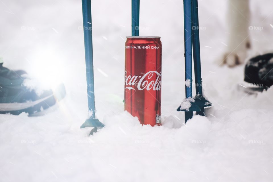 Cold Coca Cola in the snow