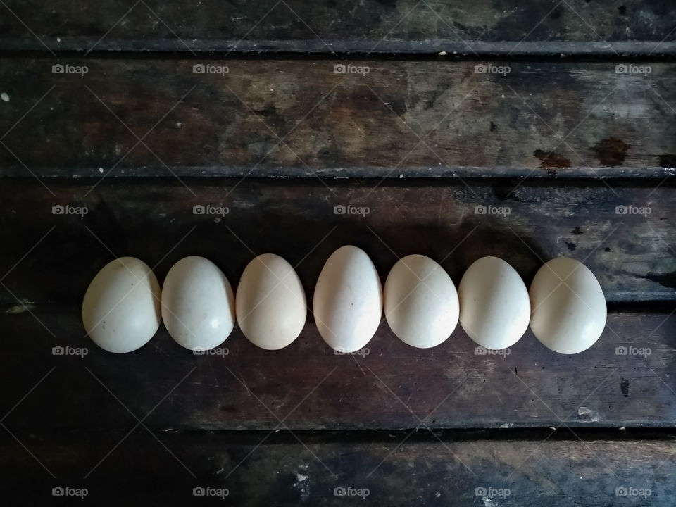 Group of eggs tabletop view