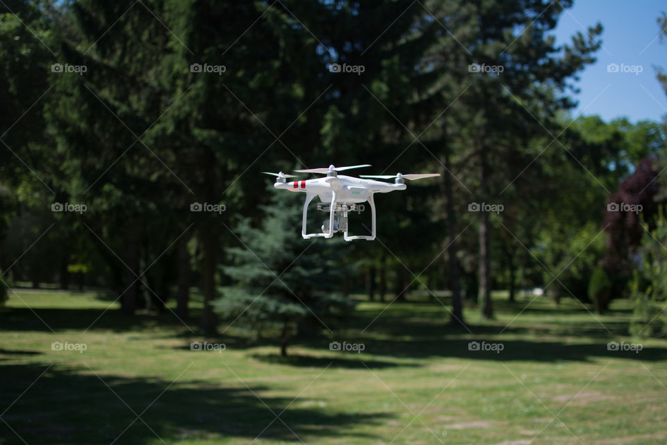 drone ready to fly over city