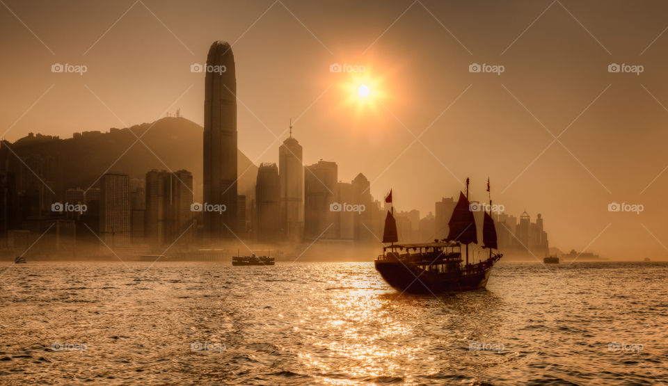 Hazy Hong Kong sunset