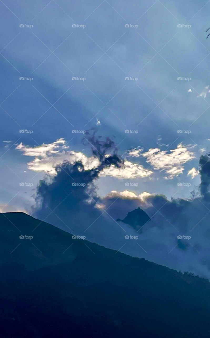 Beautiful mountains in clouds 