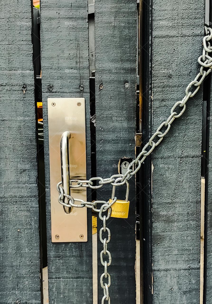 Lock and chain on an old door