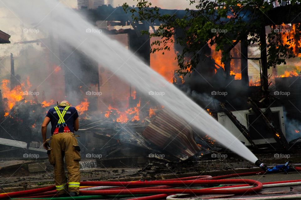 Firefighters in action