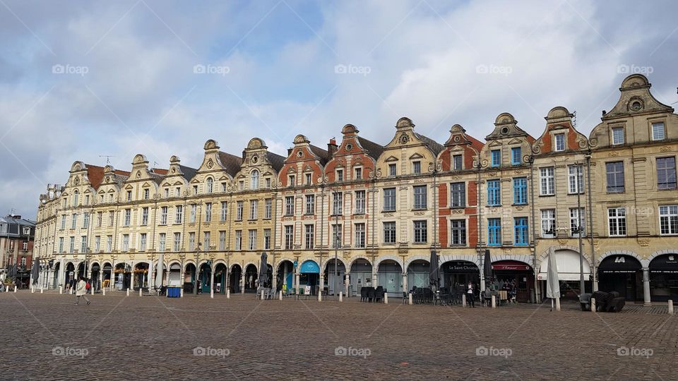 Flemish style brick houses , Heroes' square, Arras (France)