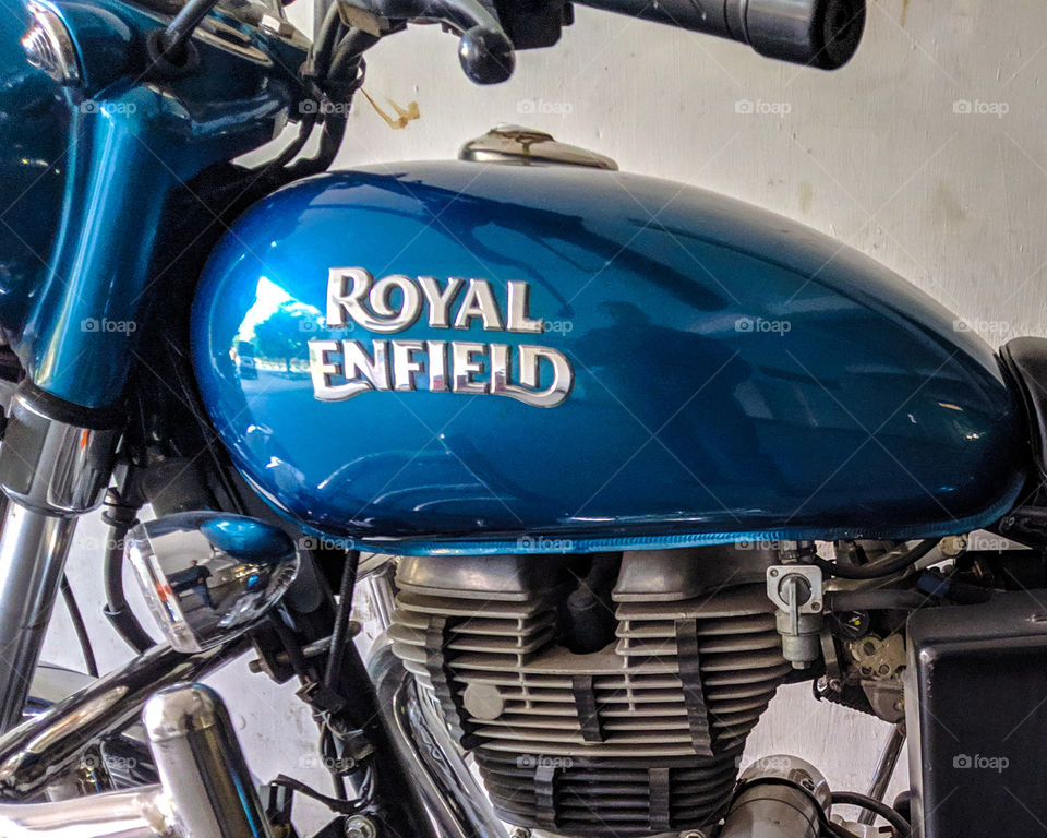 Royal Enfield gas tank closeup