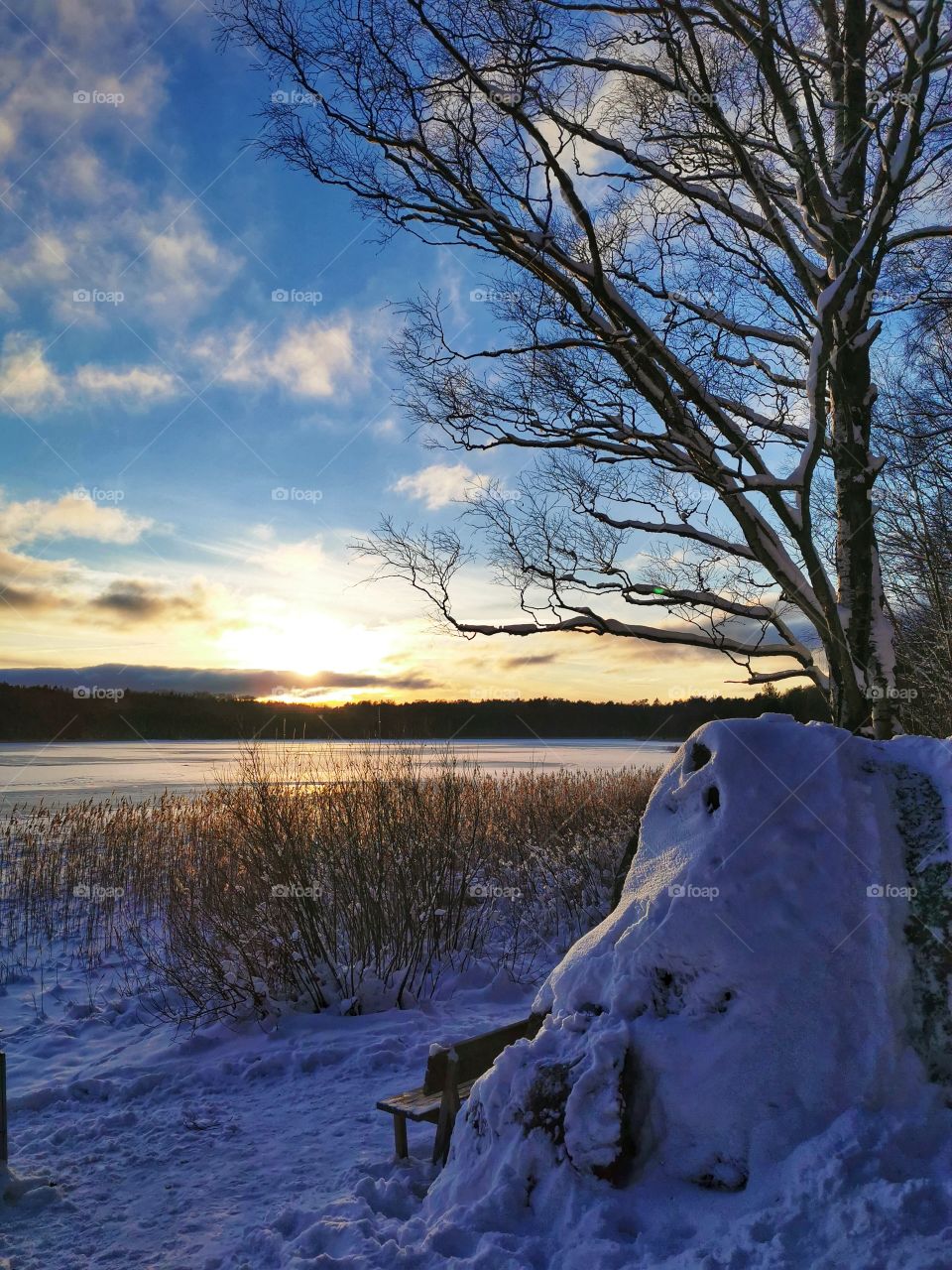 Sunset by the lake