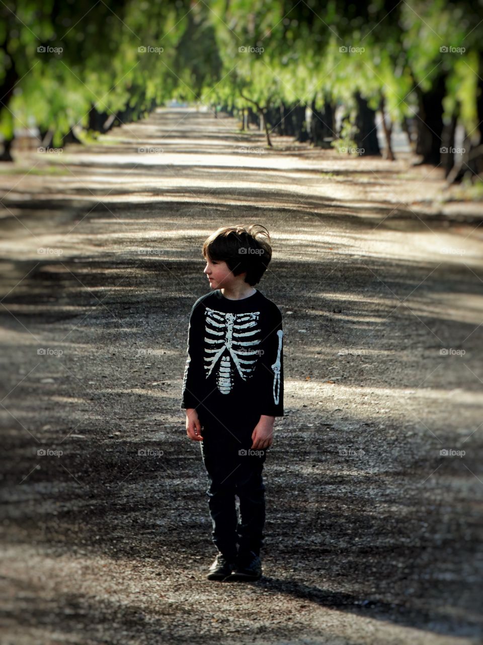 Young Boy Alone On A Nature Path
