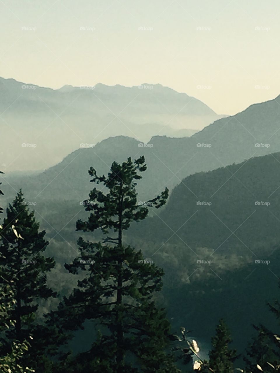 Rising mist in the sea to sky highway