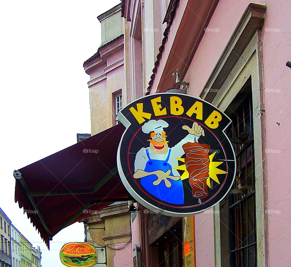 Kebab House signs in Poland, where Turkish fare is very popular 