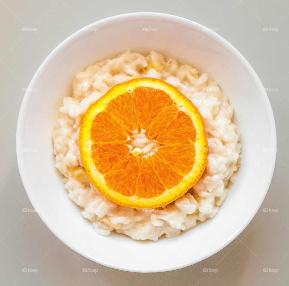 Rise witch milk and orange