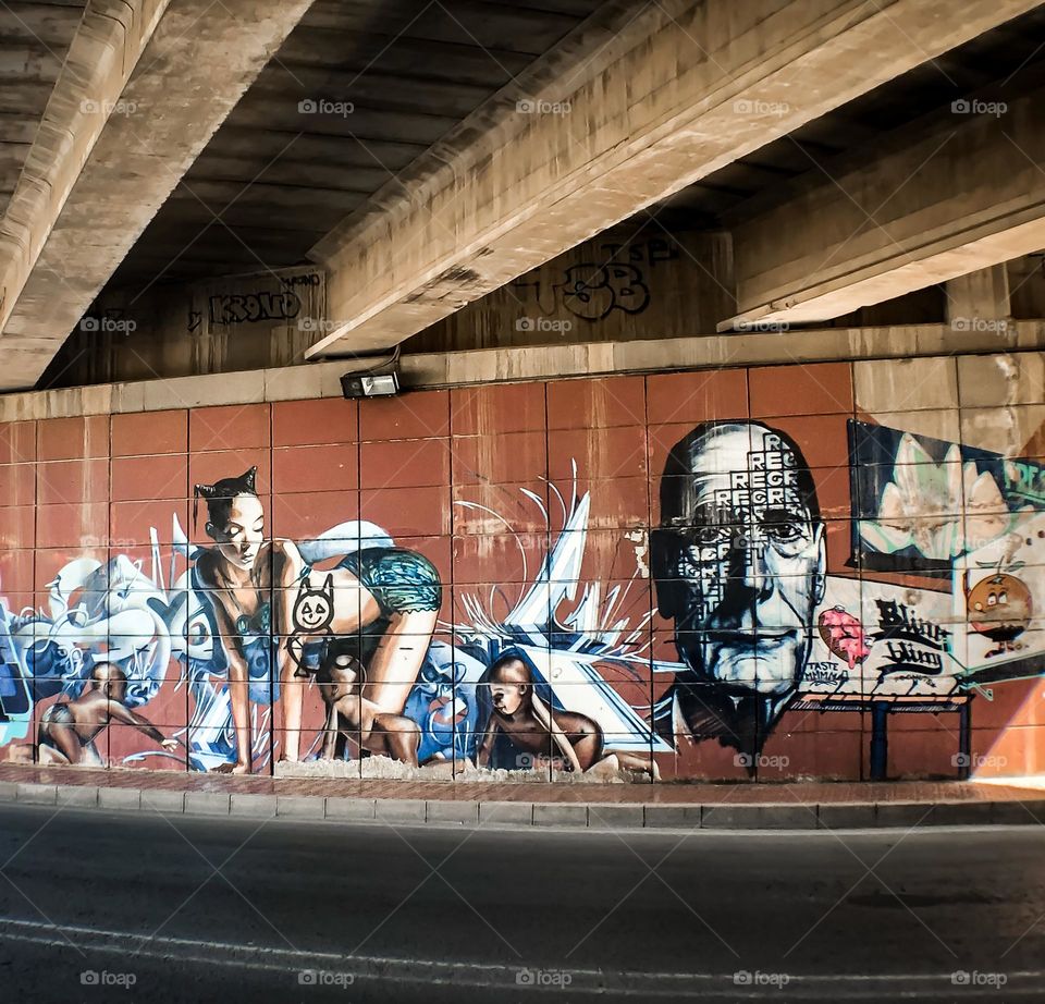 A graffitied underpass in Spain