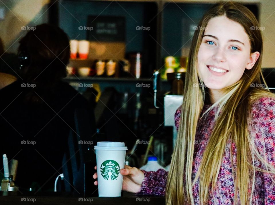 Starbucks- enjoying a latte at Starbucks 