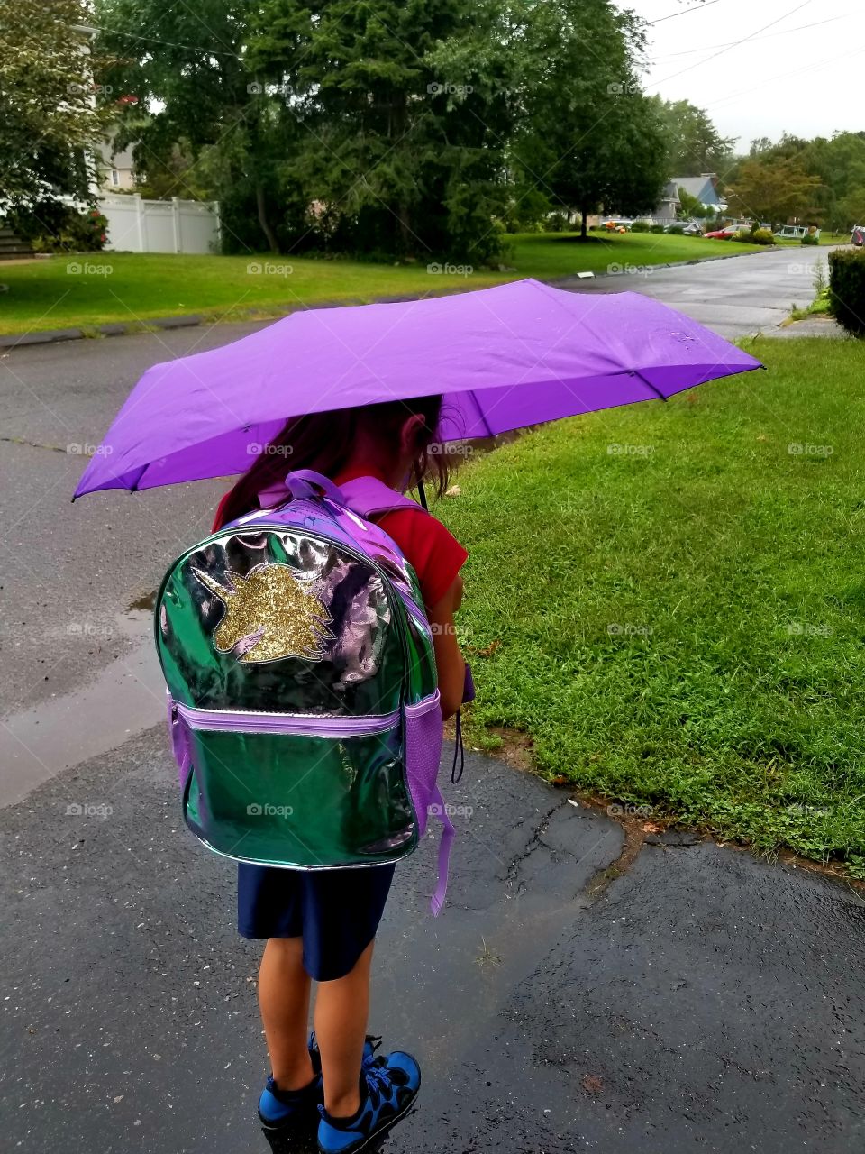 before school in the rain
