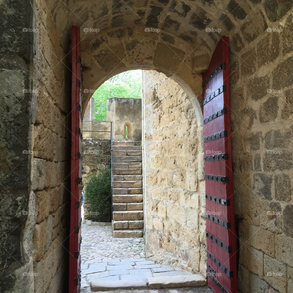 Castle doorway with stairs