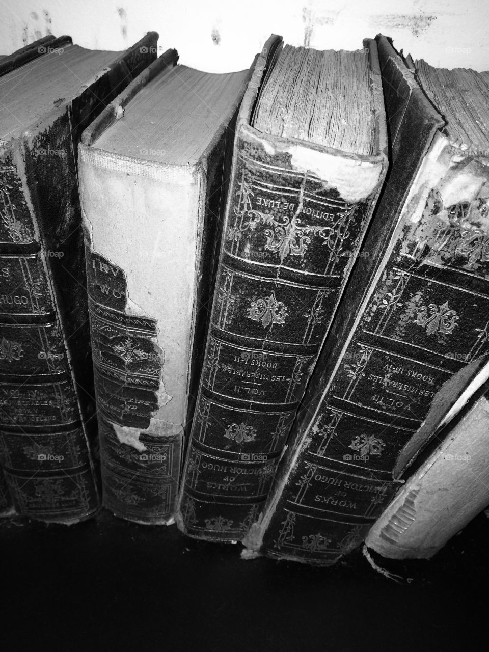 Antique books. Antique books in black and white
