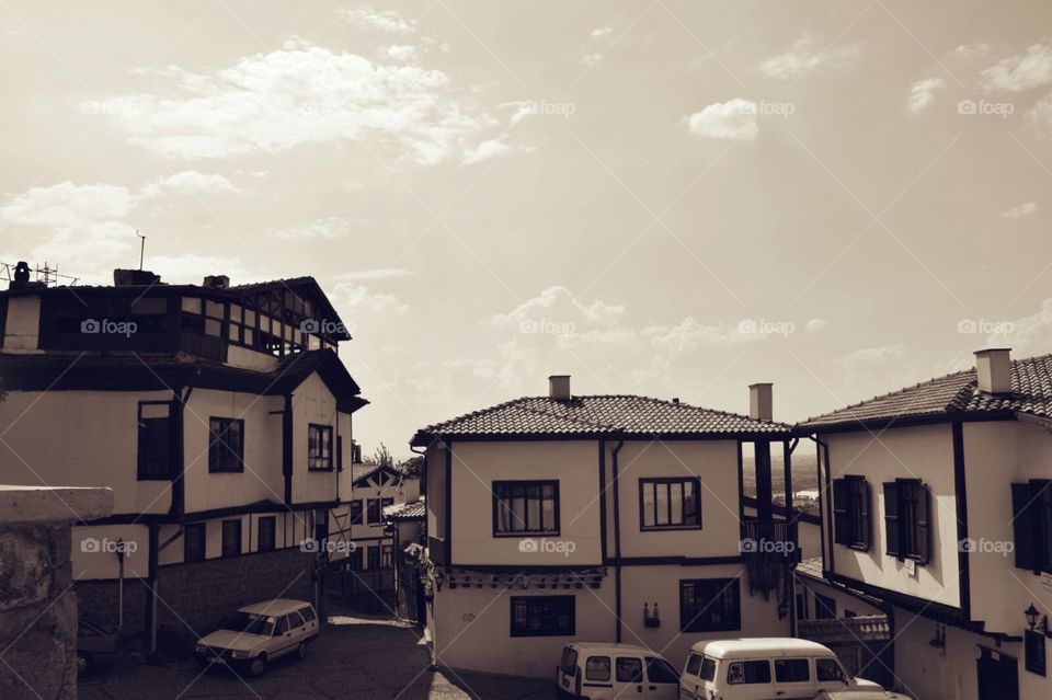 houses and shops inside Ankara castle in Turkey