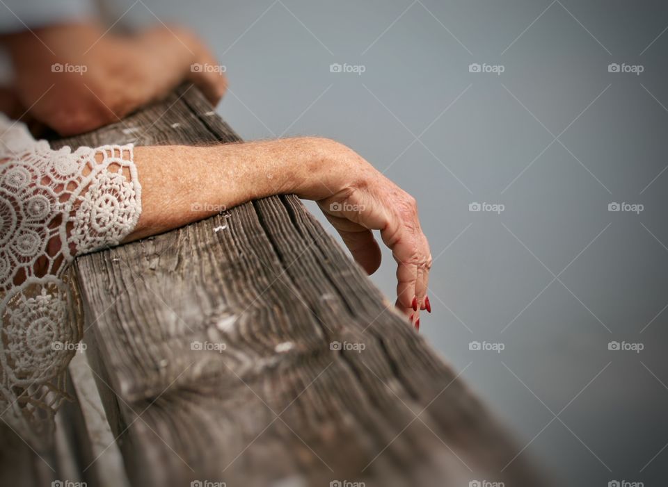 The beautiful aging hand of a woman