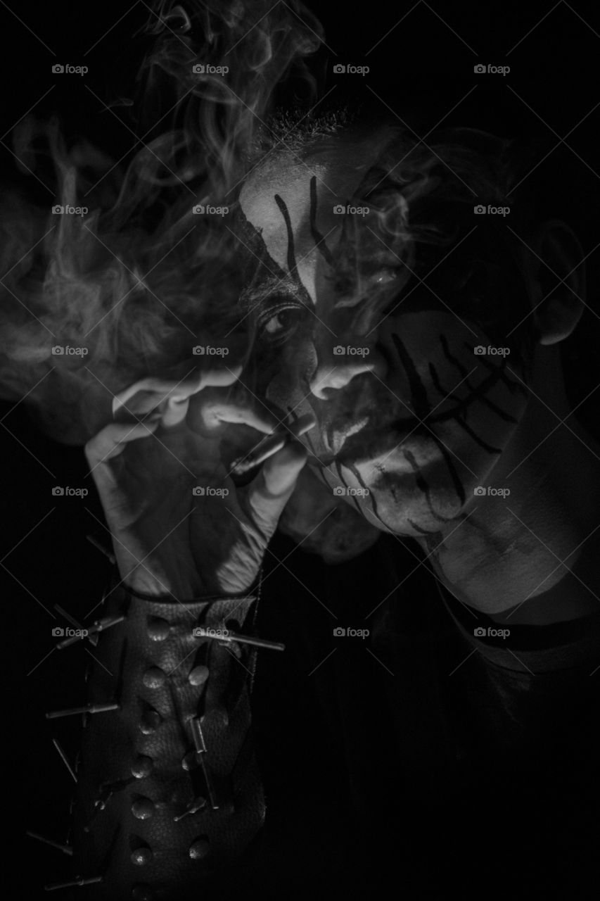 Portrait people during smoke