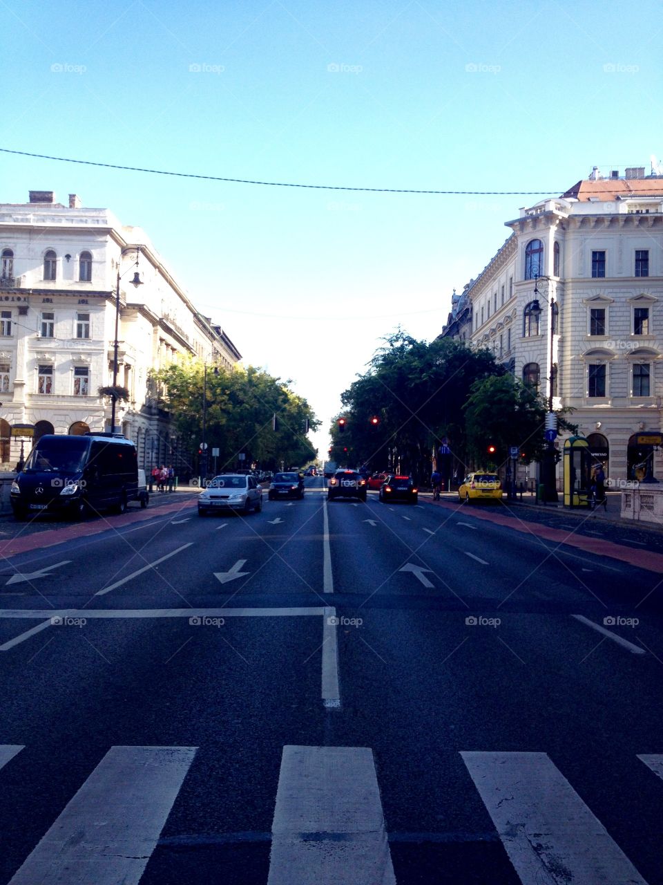 Traffic on the street in Budapest 