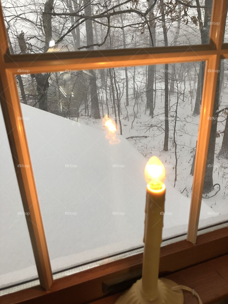 Candle in the Snow Window 
